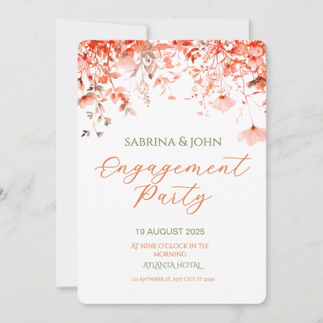 Invitation Colorful Floral Watercolor Engagement Party (Devant)