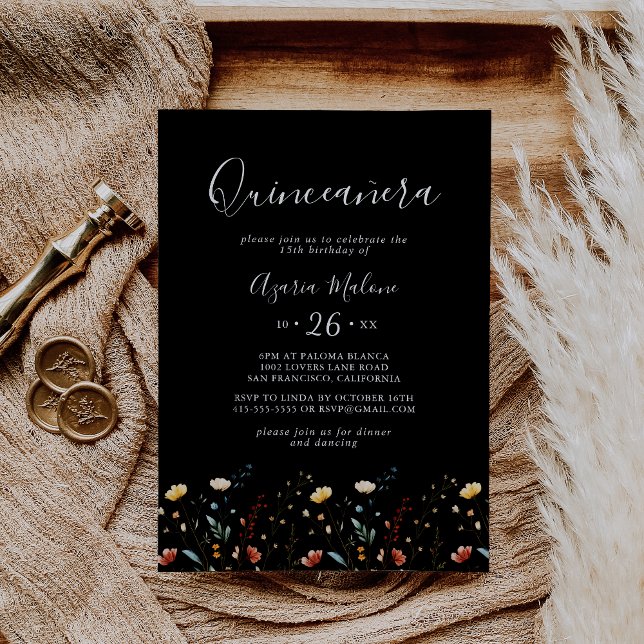Invitation Colorful Garden Wildflower Quinceañera (Créateur téléchargé)