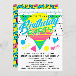 Invitation Colorful Geometry 1980s Quatre-vingts Anniversaire