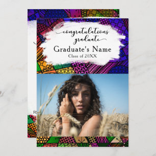 Invitation Colorful Geometry Motifs Graduation Photo Party