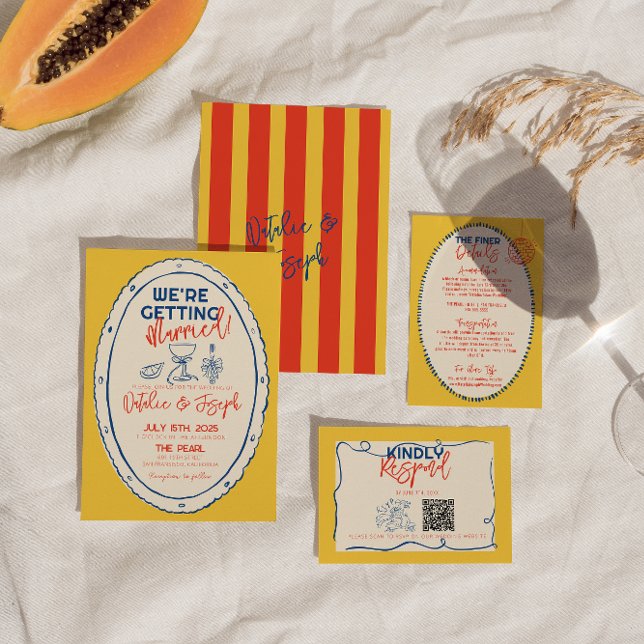 Invitation Colorful Illustrated Main Drawn Mariage (Créateur téléchargé)