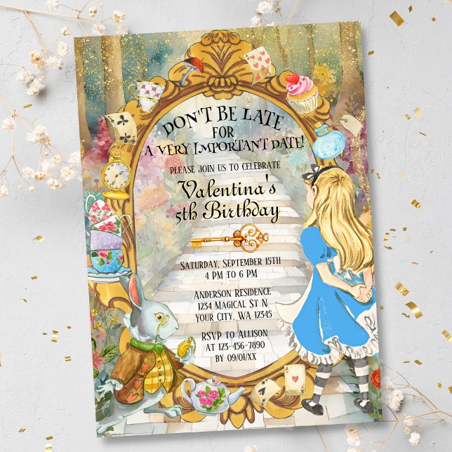 Invitation Colorful Magical Alice's Wonderland Tea Anniversai (Créateur téléchargé)