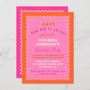Invitation Colorful Mod brillant Gras Rétro Graduation