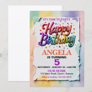 Invitation Colorful Paint Smear (pas 3D Plat) Joyeux annivers