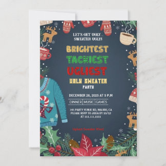 Invitation Colorful Patchwork Ugly Sweater Holiday Party