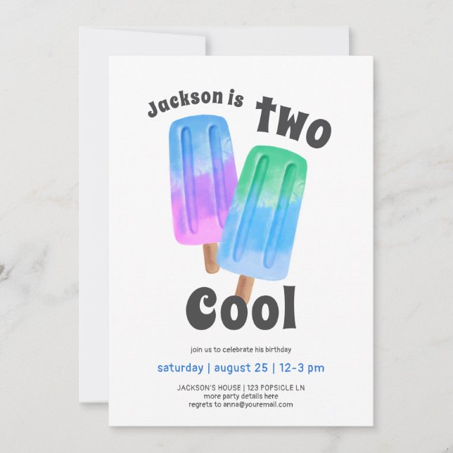 Invitation Colorful Popsicle Boy 2th Birthday (Devant)