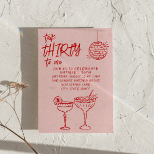 Invitation Colorful Red Pink Talk Trente dessiné 30e annivers