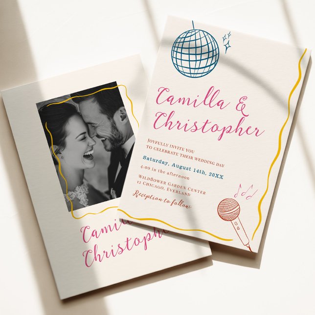 Invitation Colorful Retro Disco Wedding (Créateur téléchargé)