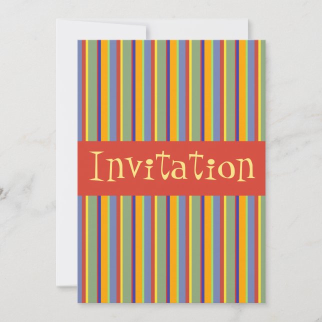 Invitation Colorful Retro Stripes début des années 1960 - Inv (Devant)