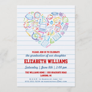 Invitation Colorful School Heart Graduation