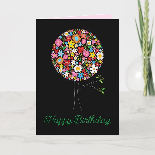 Invitation Colorful Spring Flowers Pop Tree Wedding Thank You (Devant)