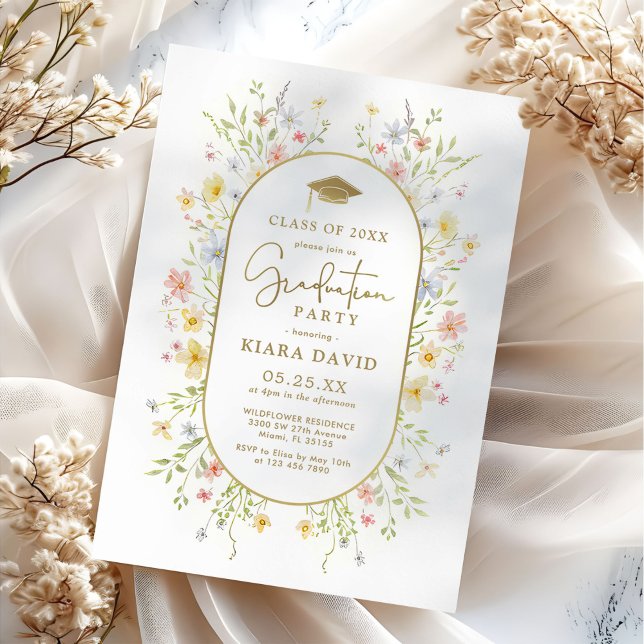 Invitation Colorful Spring Wildflower Garden Graduation Party (Créateur téléchargé)