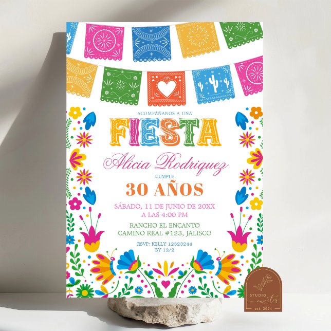 Invitation Colorful Talavera Mexican Fiesta Birthday (Créateur téléchargé)