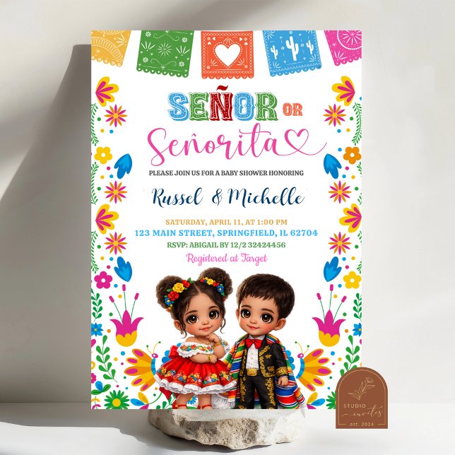 Invitation Colorful Talavera Mexican Senor or Senorita (Créateur téléchargé)