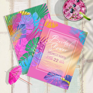 Invitation Colorful Tropical Leave Sunset Fête des mariées ID