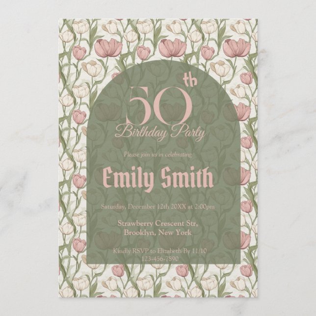 Invitation Colorful Tulip Themed Beach Party (Devant)