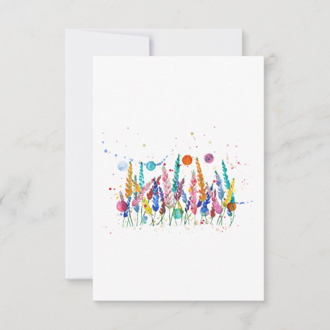 Invitation Colorful Watercolor Flowers (Devant)