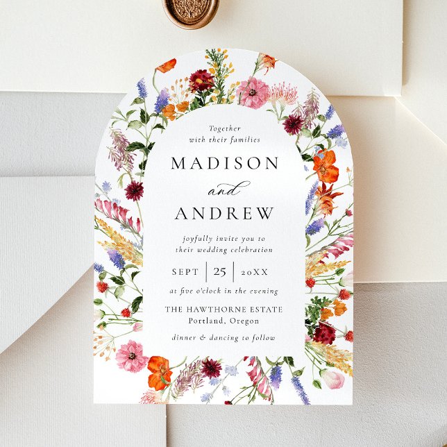 Invitation Colorful Watercolor Wildflower Arch Wedding (Créateur téléchargé)