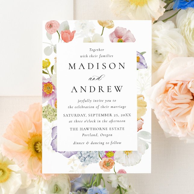 Invitation Colorful Watercolor Wildflower Wedding (Créateur téléchargé)