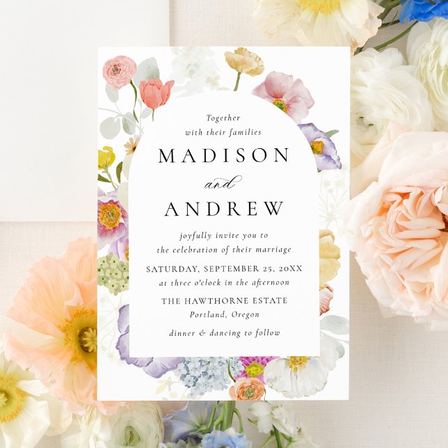 Invitation Colorful Watercolor Wildflower Wedding (Créateur téléchargé)