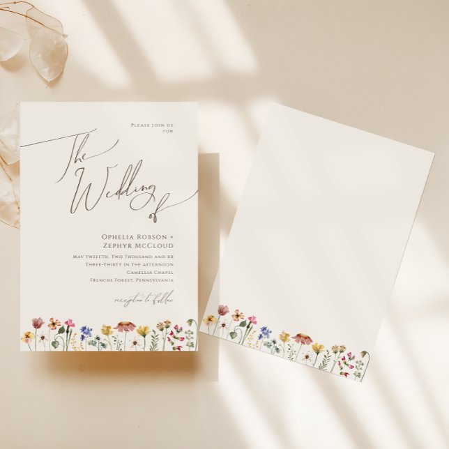 Invitation Colorful Wildflower | Beige The Wedding Of (Créateur téléchargé)