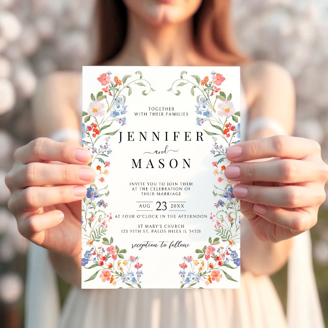 Invitation Colorful Wildflower Floral Wreath Boho Wedding (Créateur téléchargé)