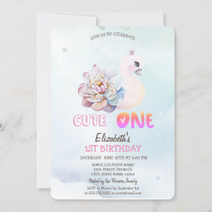 Invitation  Coloriage au lavis Cygne Fleur 1er 