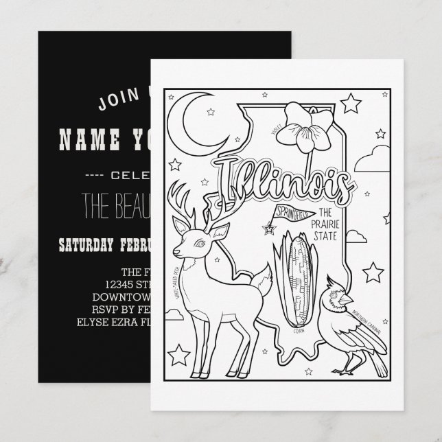 Invitation coloriage illinois me coloriage (Devant / Derrière)