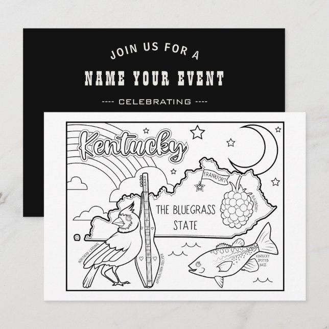Invitation coloriage kentucky me collage (Devant / Derrière)