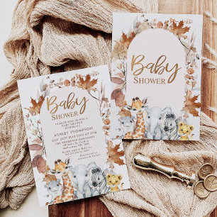 Invitation Coloris d'automne Foliage Safari Animaux Baby show
