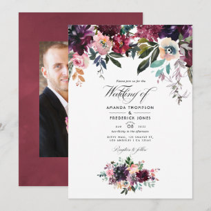 Invitation Coloris du vin de Bordeaux Mariage Photo