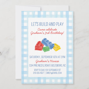 Invitation Colour Construire des briques Anniversaire Fête In