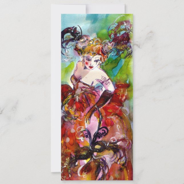 Invitation COLUMBINE, Mardi Gras, Sweet 16 Masquerade Party (Devant)