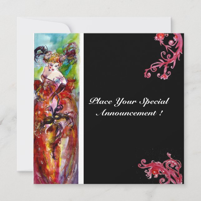 Invitation COLUMBINE, Mardi Gras, Sweet 16 Masquerade Party (Devant)