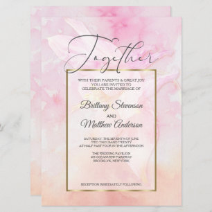 INVITATION COLUMBINE ROSE FLEURS D'EAU COULEUR SPLASH