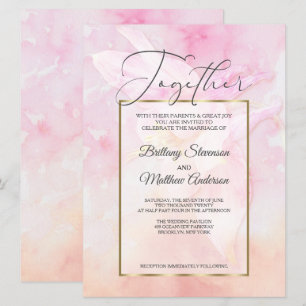 INVITATION COLUMBINE ROSE FLEURS D'EAU COULEUR SPLASH