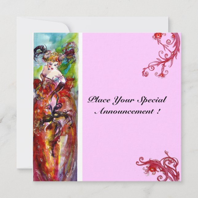 Invitation COLUMBINE, Sweet sixteen Masquerade Party (Devant)