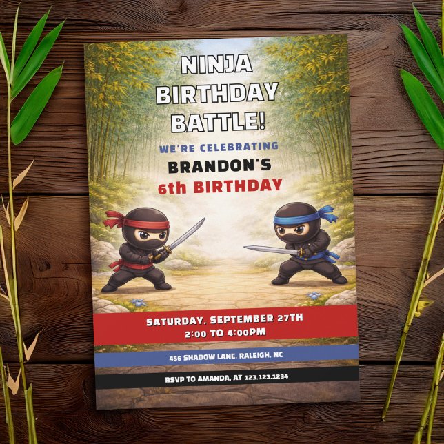 Invitation Combat de ninja ludique dans une forêt de bambou p (Créateur téléchargé)