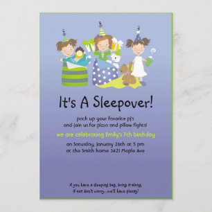 Invitation Combats de Sleepover et de coussin