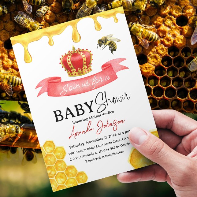 Invitation Combe de miel jaune rustique Baby shower d'abeille (Créateur téléchargé)