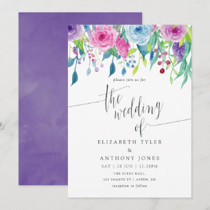 Invitation Combinaison couleur ultra violet Aquarelle Floral