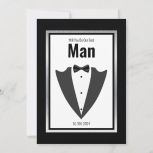 Invitation Combinaison Tuxedo et cravate arc en noir et blanc