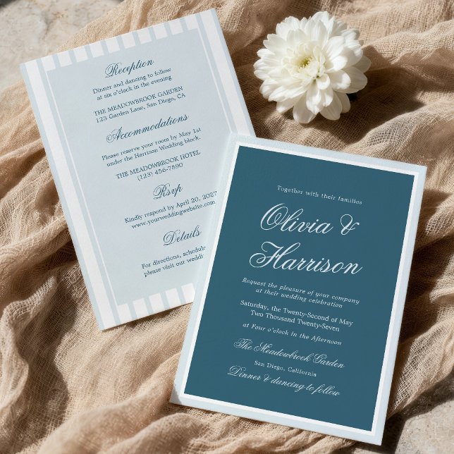 Invitation Combinaison une pièce à rayures bleues de l'argent (Créateur téléchargé)