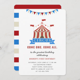 Invitation Come One Come All Circus Anniversaire de enfant Pa