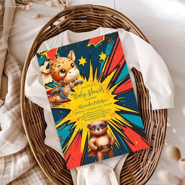 Invitation Comic Book Superhero Boy Baby shower (Créateur téléchargé)