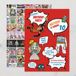 Invitation Comics Cool Superhero Party Anniversaire Invitatio