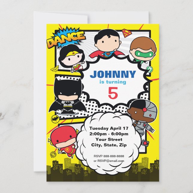Invitation Comics DC | Justice League - Anniversaire de Chibi (Devant)