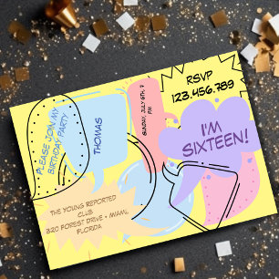 Invitation Comics pop art discours bulles ado anniversaire de