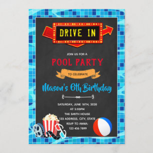 Invitation Commande de film de piscine dans le tem de partie