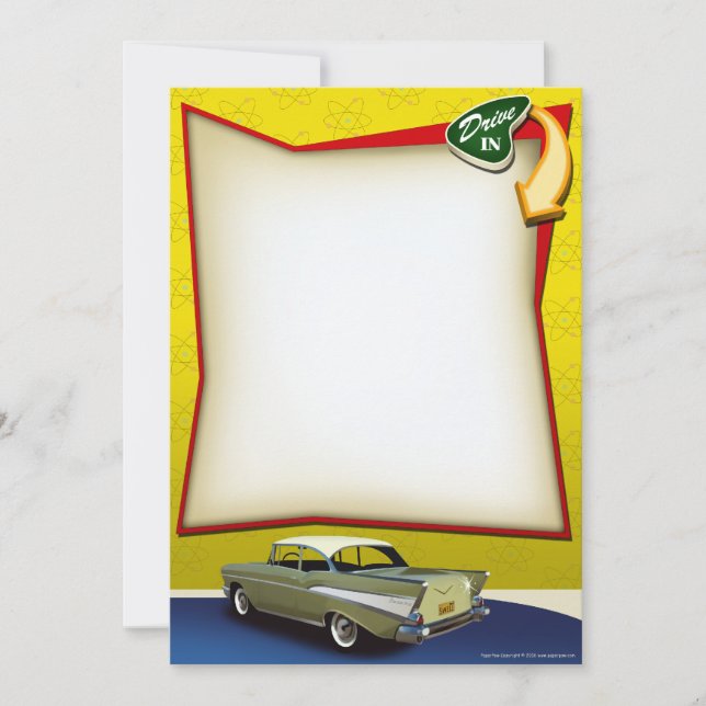 Invitation Commande de hot rod d'années '50 dans des (Devant)